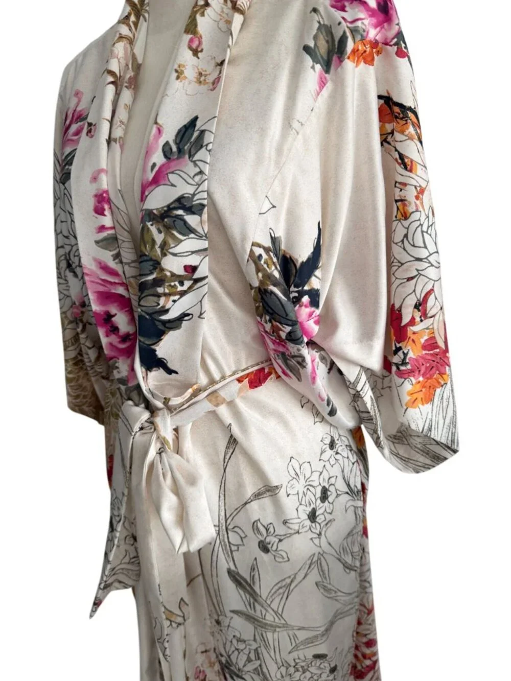 NATORI Floral Slip Belted Robe Size Small - Picture 2 of 8